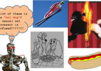Robot with neural network processor trying to decide which image best represents a "hot dog".